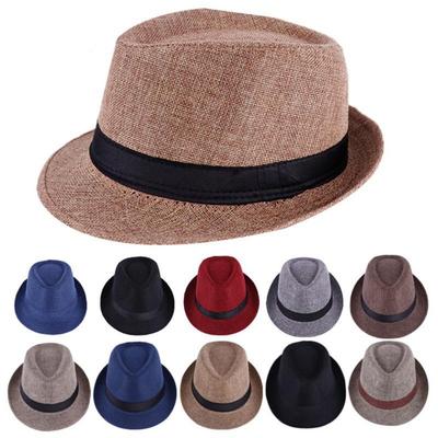 Herren Fedoras Jazz Baumwolle und Leinen Reiner Hut Papa Hut Imitation Hanf Sonnenschutz Sonnenhut Weißer Hut Hochzeit Fedoras