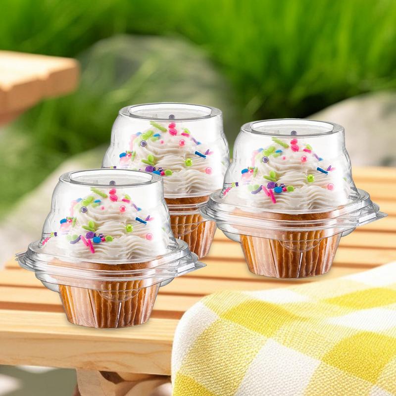 50 Stück Cupcake-Verpackungsbox Transparent Dessertbehälter Wiederverwendbar Stapelbar Dessert-Etui mit Domdeckel Muffins-Aufbewahrung für Partys