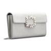 Roger Vivier RV Glitter Buckle Chain Fabric Envelope Clutch Shoulder Crossbody Bag Women bags Gray RBWAMZD0200MH1B200