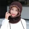 WTEMPO Autumn Winter Knitted Pullover Hats Women Large Solid Color Ear Protection Outdoor Cycling Windproof Scarf Hats