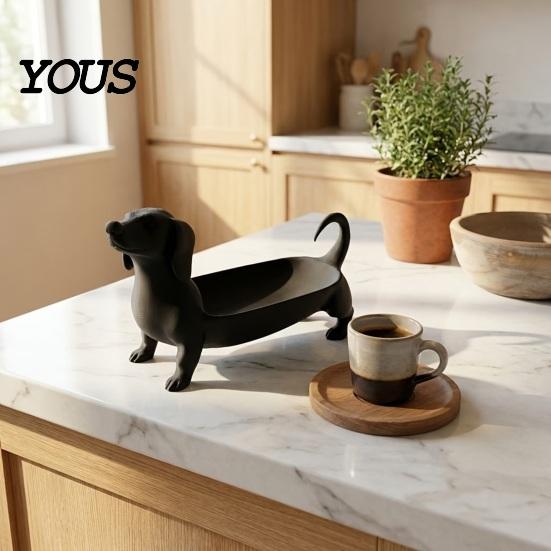 3D Printed Dog Statue Dachshund Storage Tray for Jewelry Keys Earrings, Creative Desktop Small Container Organizer, Tabletop Ornaments Entryway Decor