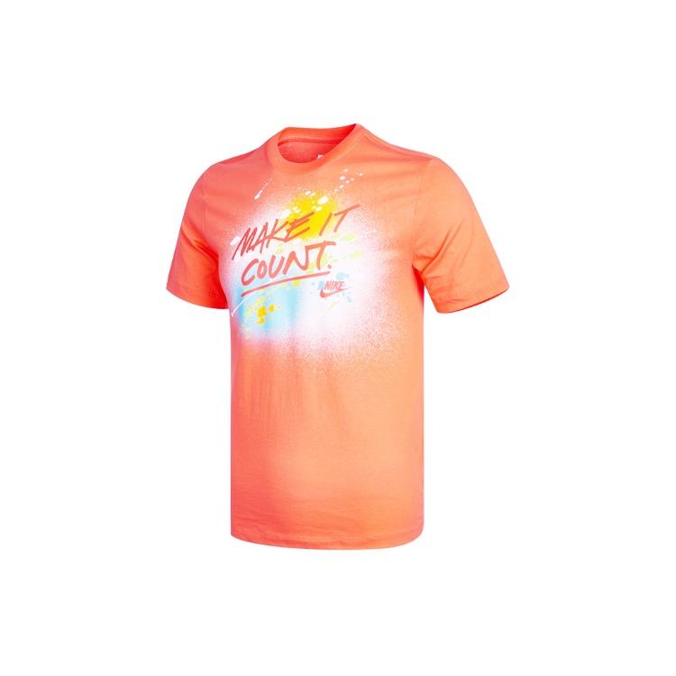 Nike Sportswear Splash Ink Alphabet Printing Sports Short Sleeve Orange Men s DJ5361-840 XXL