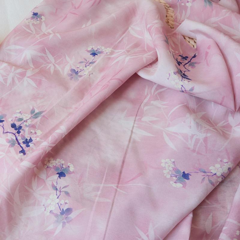 Chinese Style Floral Tencel Linen Fabric Lightweight Printed Cloth for Hanfu Cheongsam Dress Anti Mosquito Pants Garment Mater