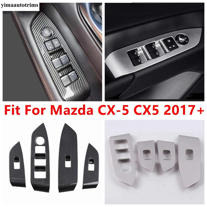 For Mazda CX-5 CX5 2017 - 2024 Car Inner Door Armrest Window Glass Lift Switch Button Panel Cover Trim ABS Interior Accessories