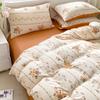 Korean Retro Floral Bedding Set 100% Washed Cotton Bed Sheets Set Soft Duvet Cover Bed Linen Pillowcase Single Double Queen King