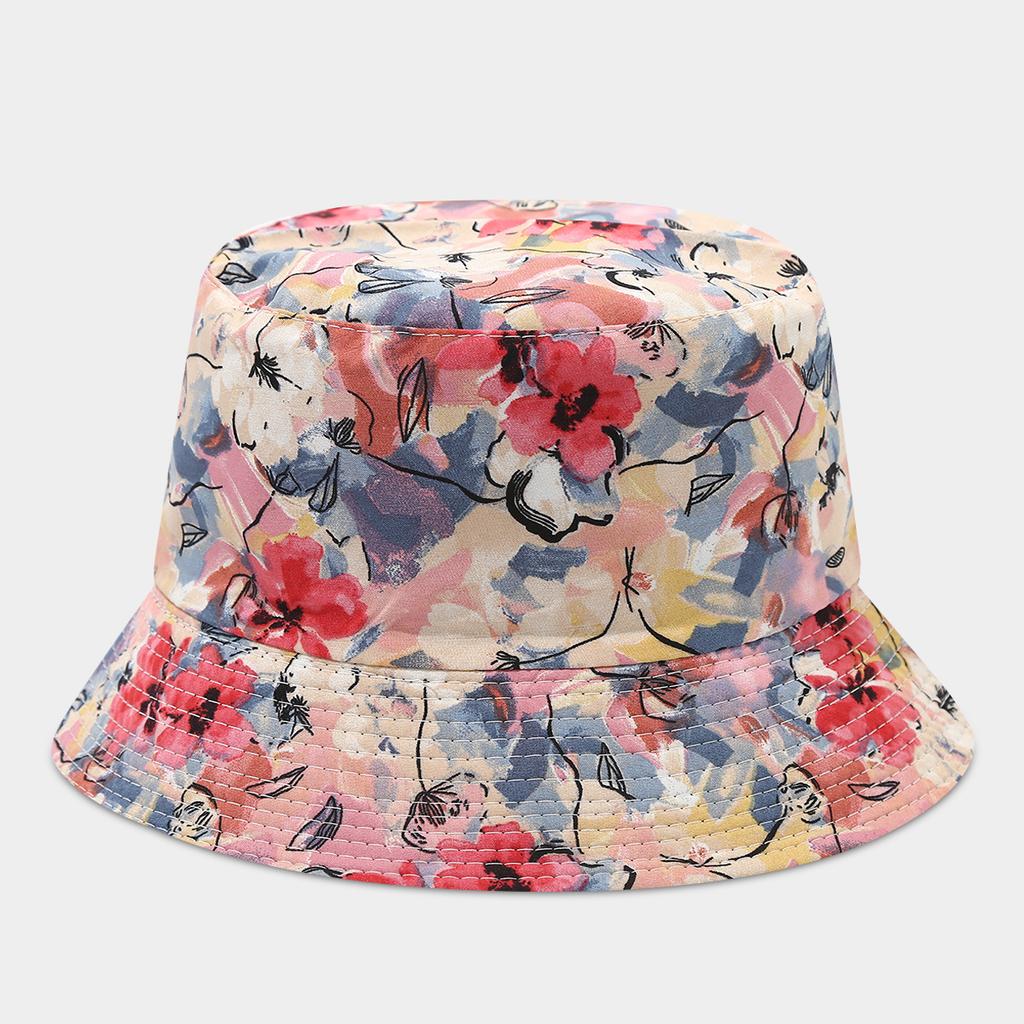 Women's Flower Pattern Foldable Bucket Hat UV Protection Wide Brim Sunshade Outdoor Spring Summer Hat