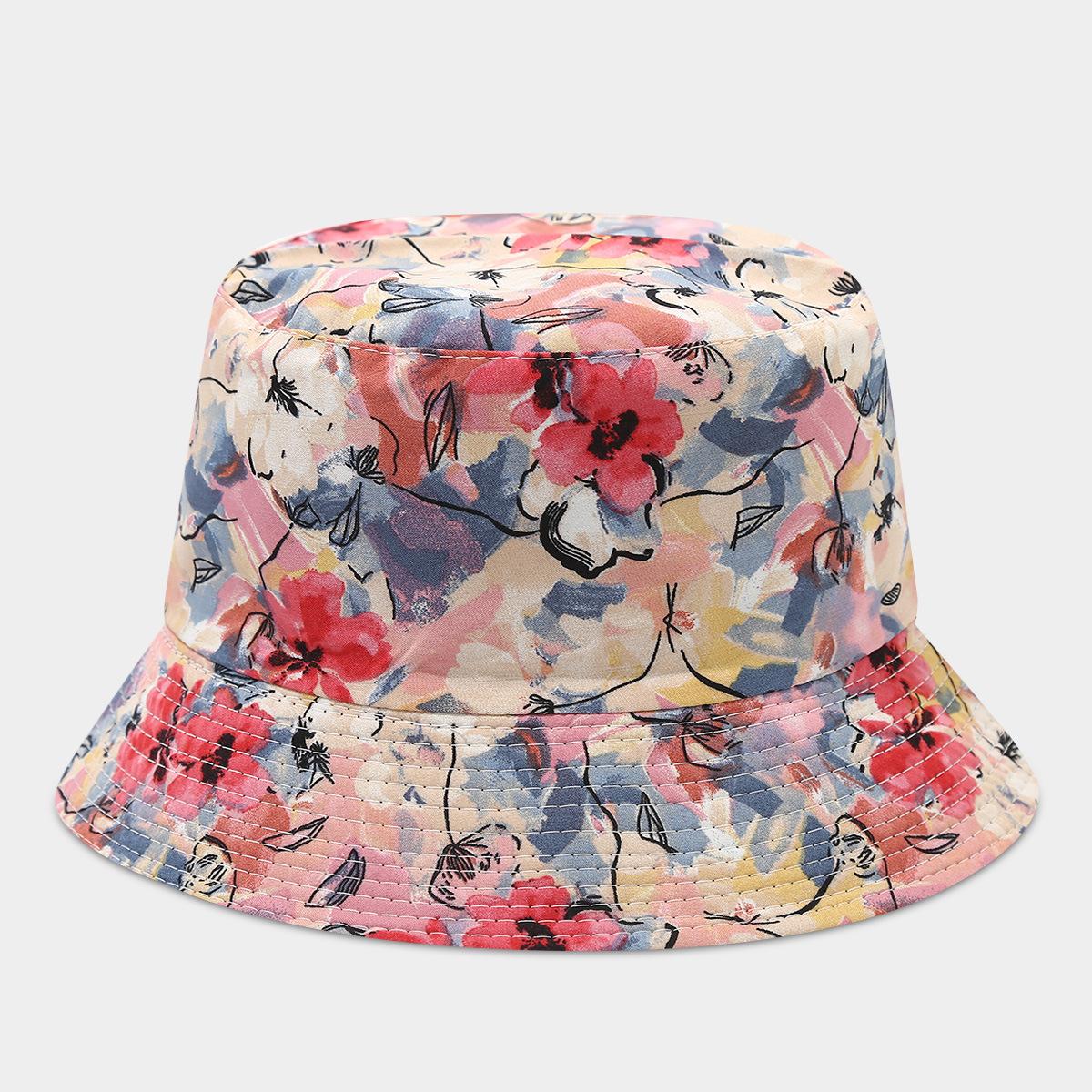 

Women s Flower Pattern Foldable Bucket Hat UV Protection Wide Brim Sunshade Outdoor Spring Summer Hat 56-58CM