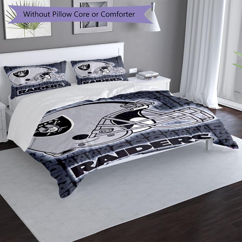 Raiders Helmet Design Bed Bedding Set 1 Duvet Cover + 2 Pillowcases Soft Breathable Household Bed Linens