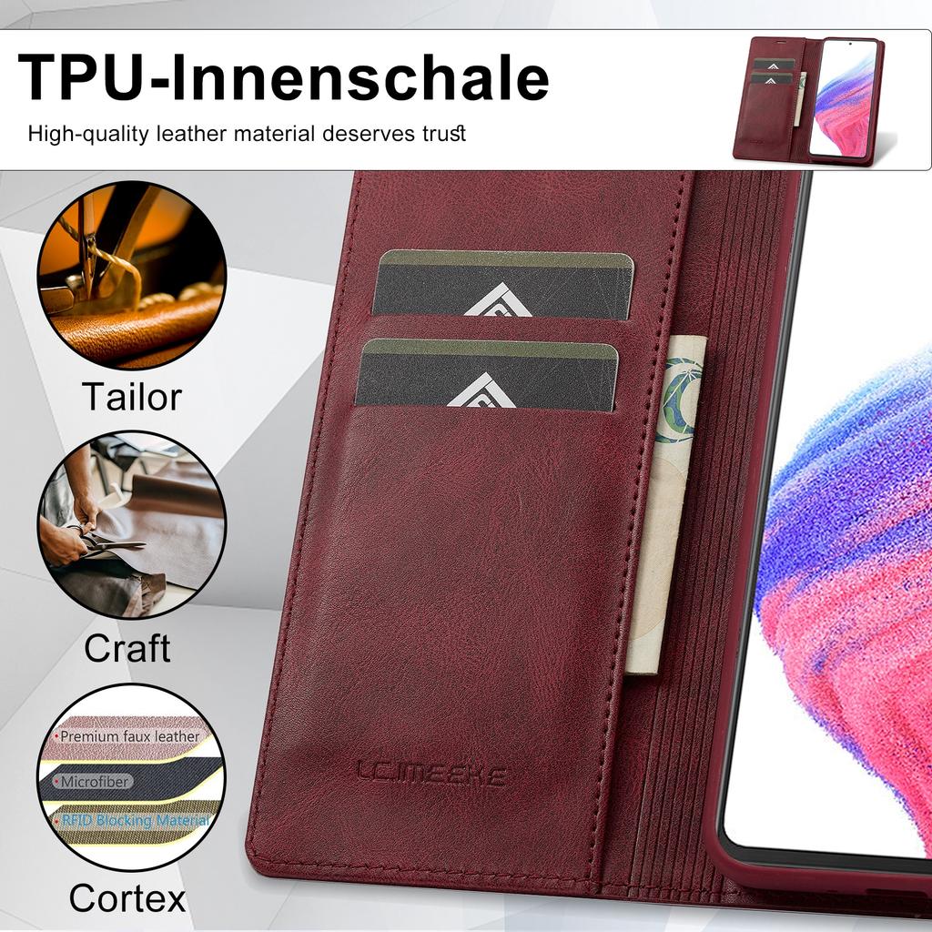 LC.IMEEKE For Samsung Galaxy S24+ Leather Case RFID Blocking Card Slots Phone Cover