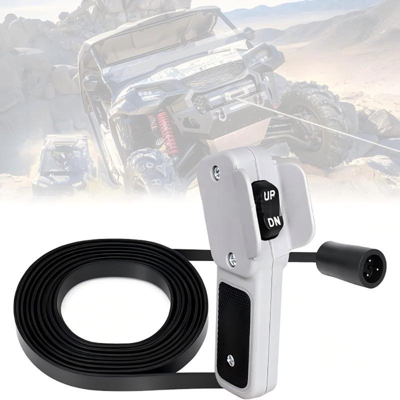 Utility-Vehicle Winch Hand Remote 64849 for WARN RT25 XT25 RT1.5 Models, with a Cabled Handheld Format and Clearly Marked OUT and IN Control Positions