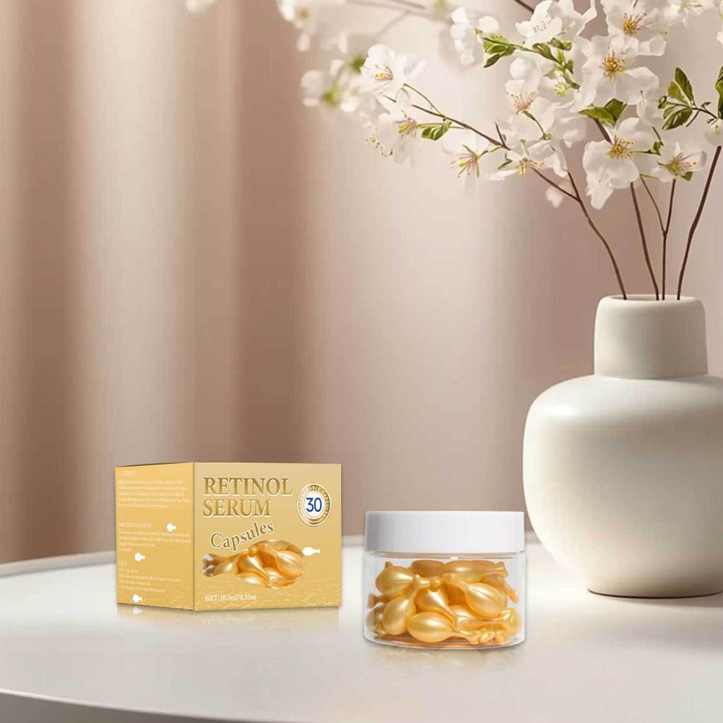 Retinol Capsules Retinol Serum 30 Capsules Firming And Moisturizing Facial Serum Daily Fine Lines And Smooth Skin Care,10.5ML