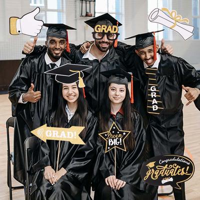 25pcs Black Golden Graduation Photo Props Graduation Photography Props  Party Celebrations