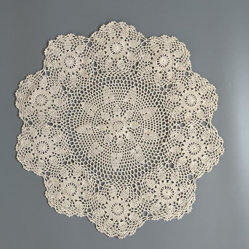 

1 шт. Винтажные вязаные салфетки 60 см Круглая скатерть Shabby Chic Вязаная подставка под тарелку Ручная работа Декор для свадьбы и мероприятий 60CM