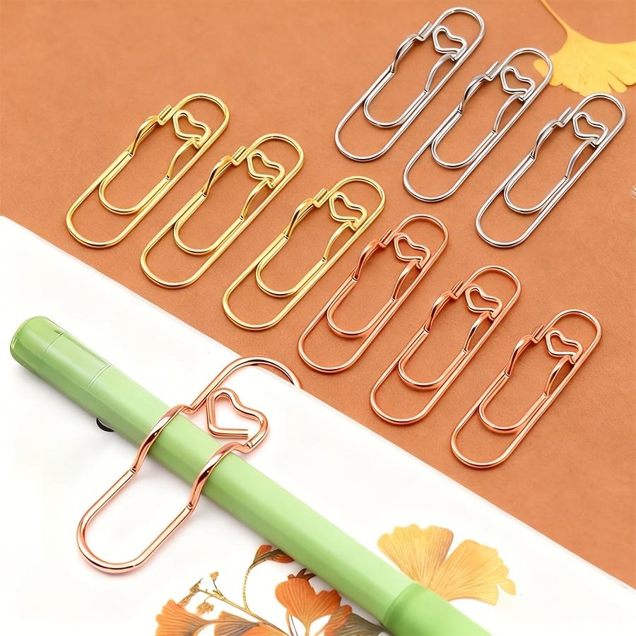 6Pcs Metal Heart Shaped Pen Holder Clips Portable Notebook Loop Clamps For Books Journals Bookmarks