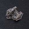 Halskette aus Edelstahl Thors Hammer - Wikinger Mjolnir Rune Amulett Anhänger in Silber für Männer & Frauen Nordischer Schmuck Geschenke