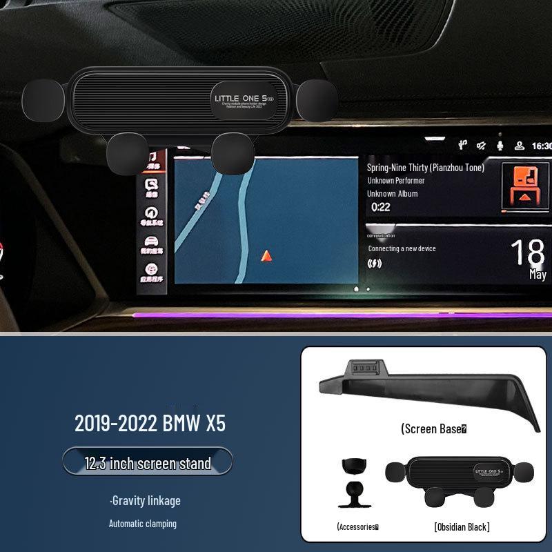 Soporte de teléfono con carga inalámbrica para BMW X5 (2014-2023) con Navegación de Modelo de Pantalla.
