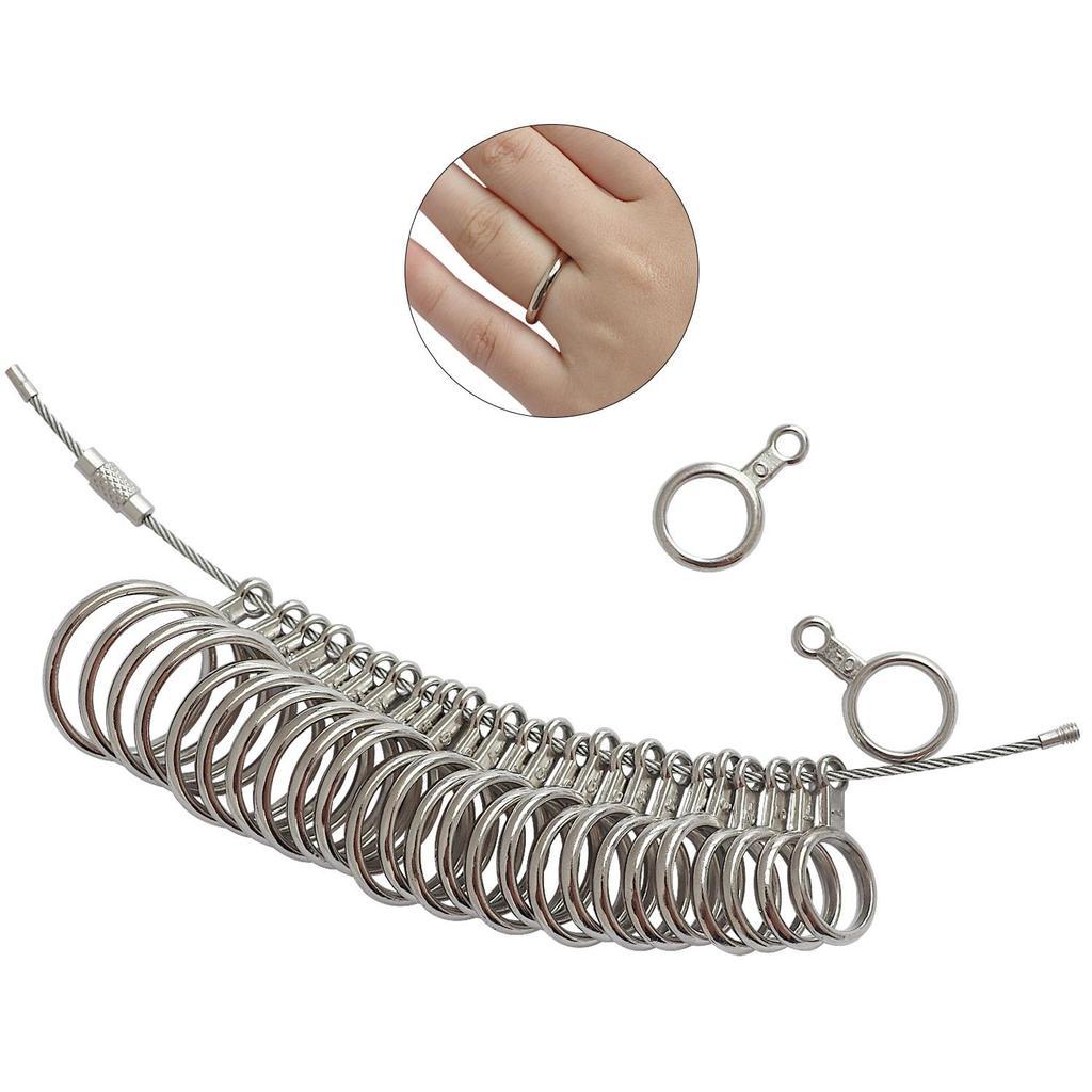 Sada nástrojů pro měření velikosti prstenů včetně kovového trnu na měření prstenů Sada měřicích přístrojů pro měření velikosti prstenů Gumové kladivo pro klenotníky, tyč pro měření prstenů Ocelový prst