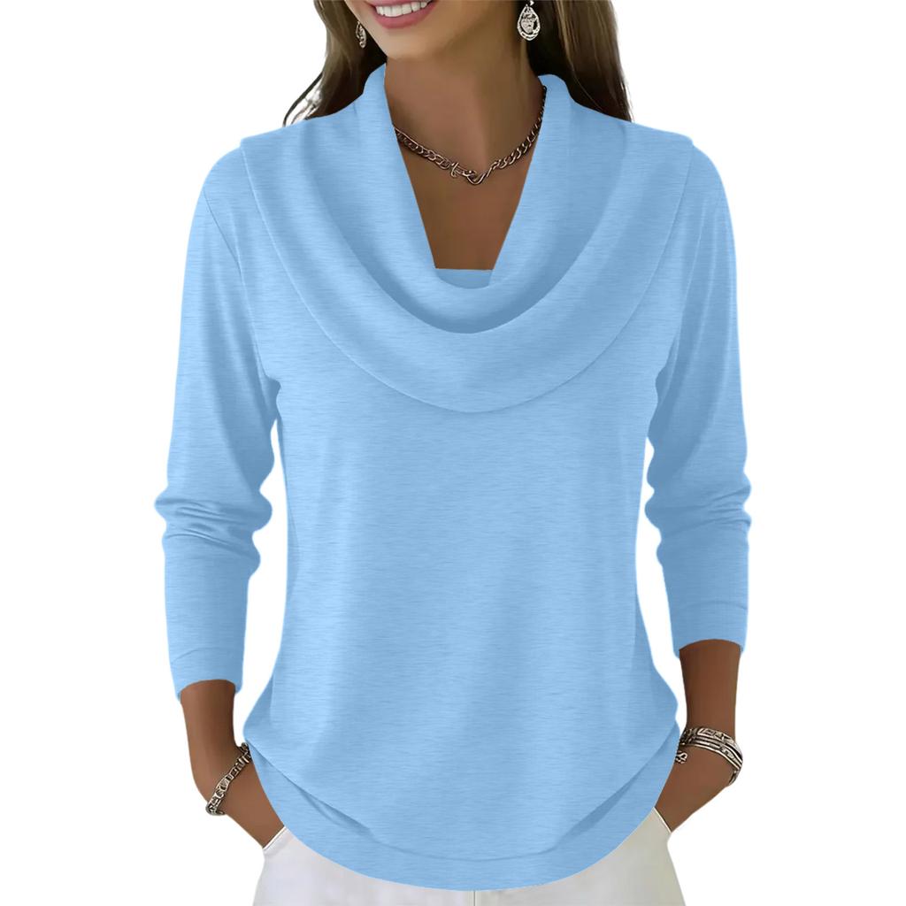 Damen Lässig Und Modisch Rundhals Langärmlig Einfarbiges Oberteil Pullover