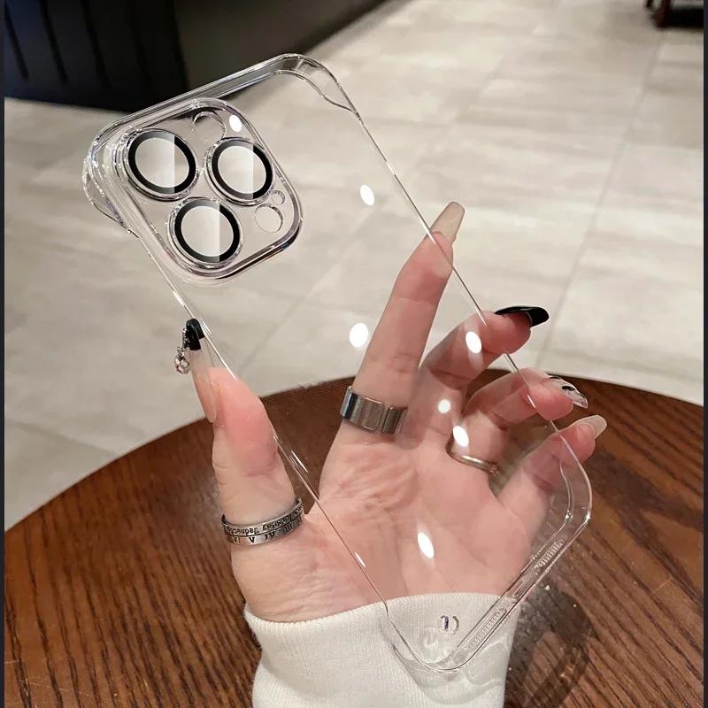 Luxury Plating Ultra Thin Clear Phone Case For iPhone 16 15 14 13 12 11 Pro Max 16 Plus Hard Shockproof Transparent Hard Cover