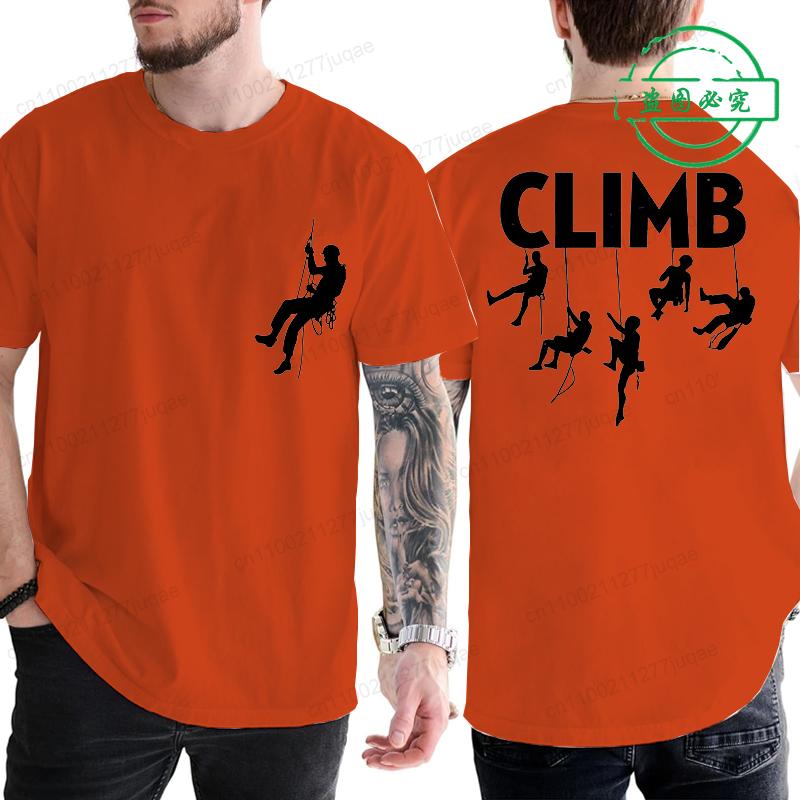 2026 Fashion Unisexs Summer Tshirts Unisexs Born To Climb Mountain Hiking Rock Climbing T Shirt Rock Climbing Top Quality Tee Tops S