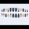 Long Wear French Manicure Nail Blue Yellow Geometric Stars Detail Break Resistant ABS For Bride Holiday