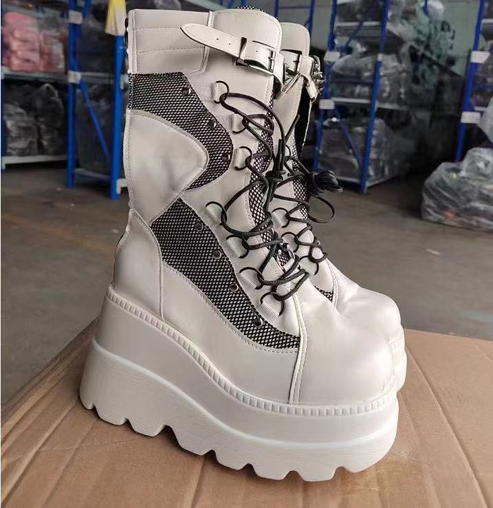 

Demonia мотоциклетні черевики на платформі 9,5 см темні готичні панк середні черевики жіночі матові, панк жіноче взуття 43