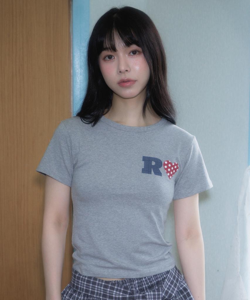 ROSEFRANTZ Dot Heart Cotton T-Shirt [Gray]