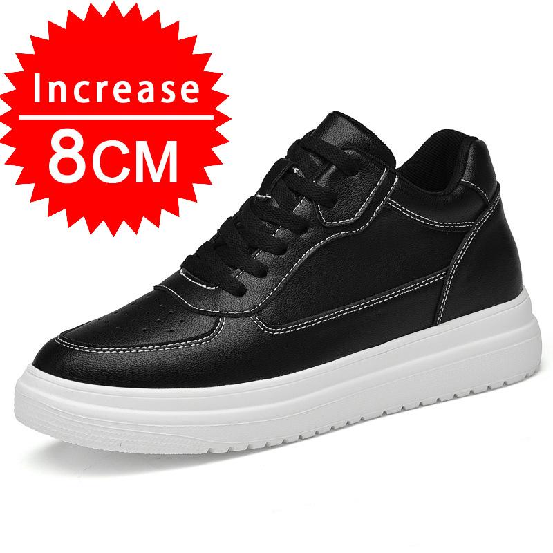 Sneakers da Uomo Scarpe con Rialzo Aumentano l'Altezza Soletta 7-8CM Scarpe con Tacco Alto Vera Pelle Scarpe Sportive