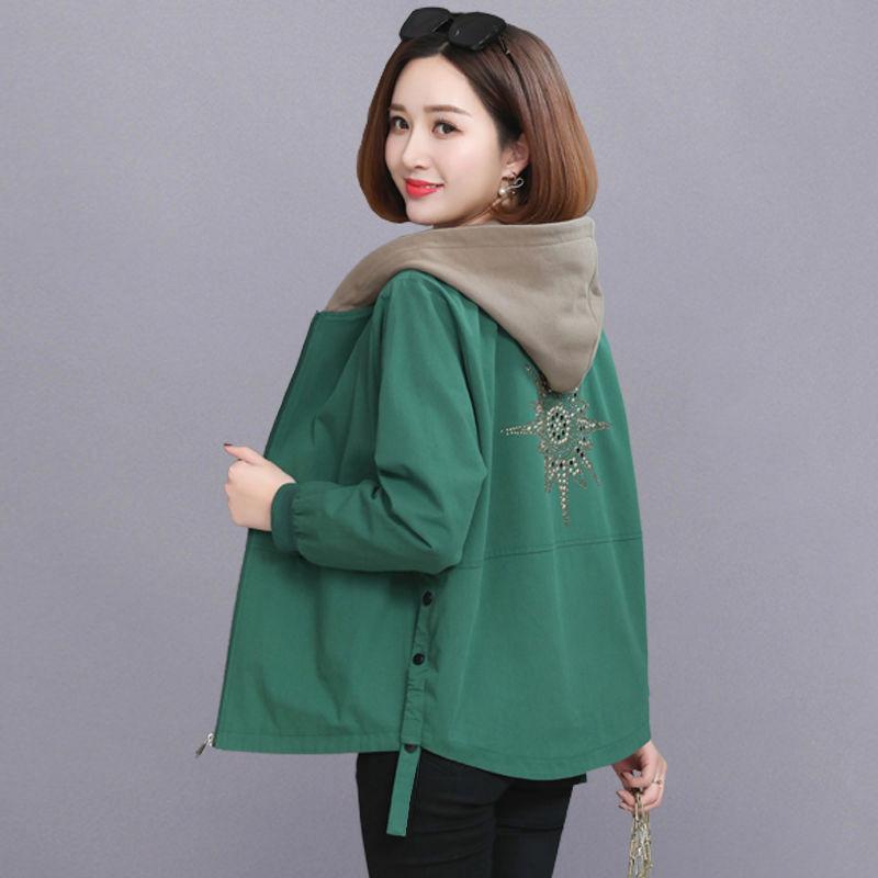 Loose Jacket Women Casual Pocket Long Sleeve Windbreaker Women Zipper Up Hooded Coats Ladies Spring Autumn Plus Size
