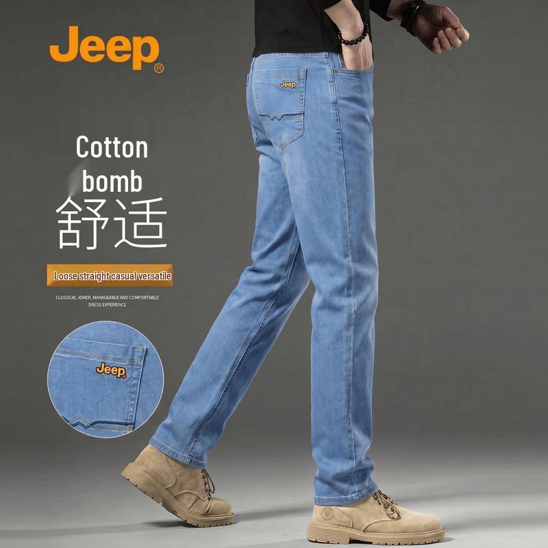 JEEP Men s Premium Silk Blend Breathable Straight-Fit Jeans 36