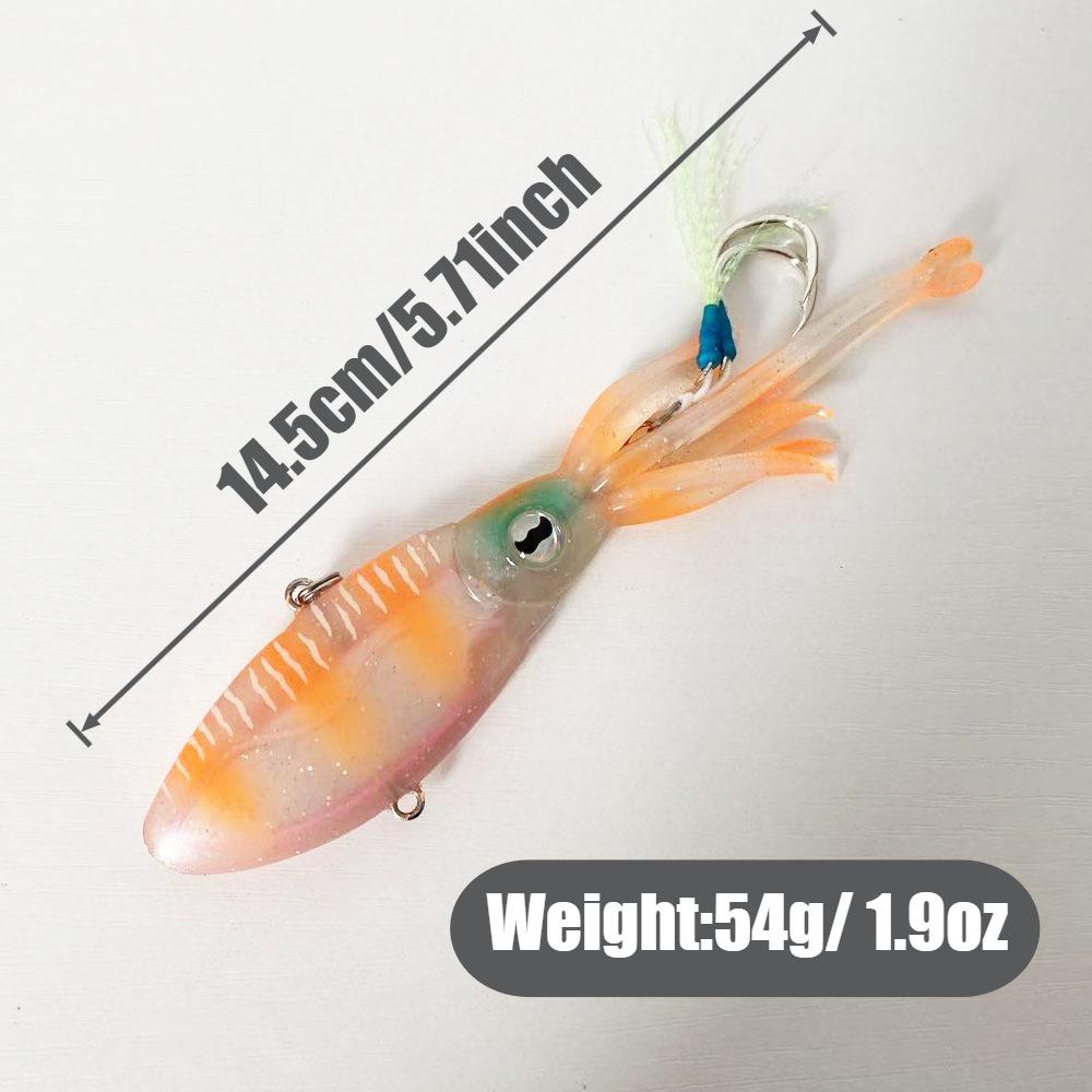 Sensoar TPE 54g Lead-Loaded Lure UV Glow Mackerel Sea Bass Boat Fishing Sea Fishing Squid VIB Soft Fishing Lure