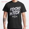 Psycho Witch Goth Spiritual Philosophy Distressed Design Classic T Shirt Vintage Washed Casual Stretched Fashion Comfortable