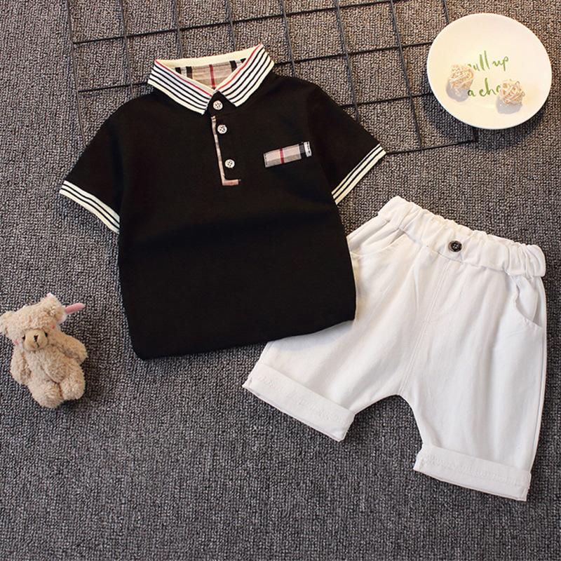 Boys' Casual Korean Style Two-Piece Set: Turn-Down Collar Shirt & Shorts, Summer Fashion for Kids