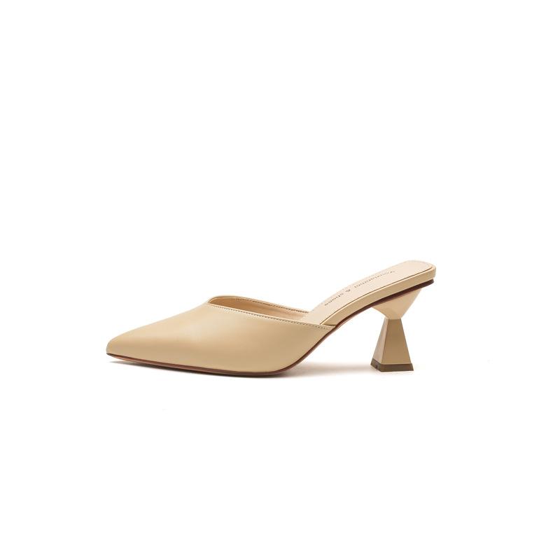 

New Baotou halfdrag women s high heels women s commuter pointed slippers shoes women s fashion women s single shoes 34