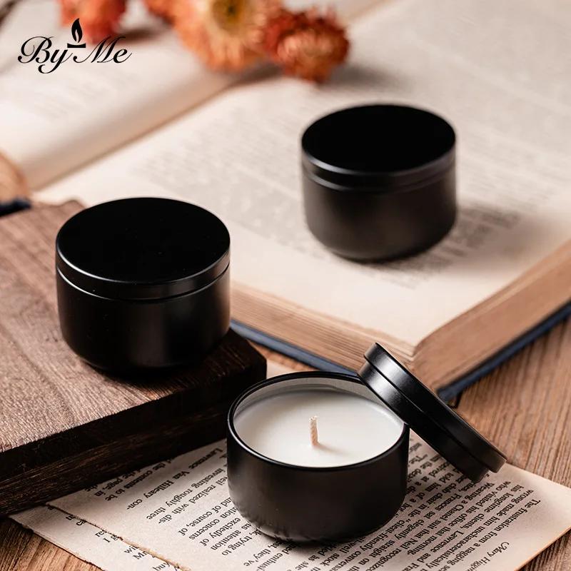 Mini Black Tin Box Scented Candle Soy Wax Household Candles for Spa Romantic Dinner Wedding Gifts Praying Candles
