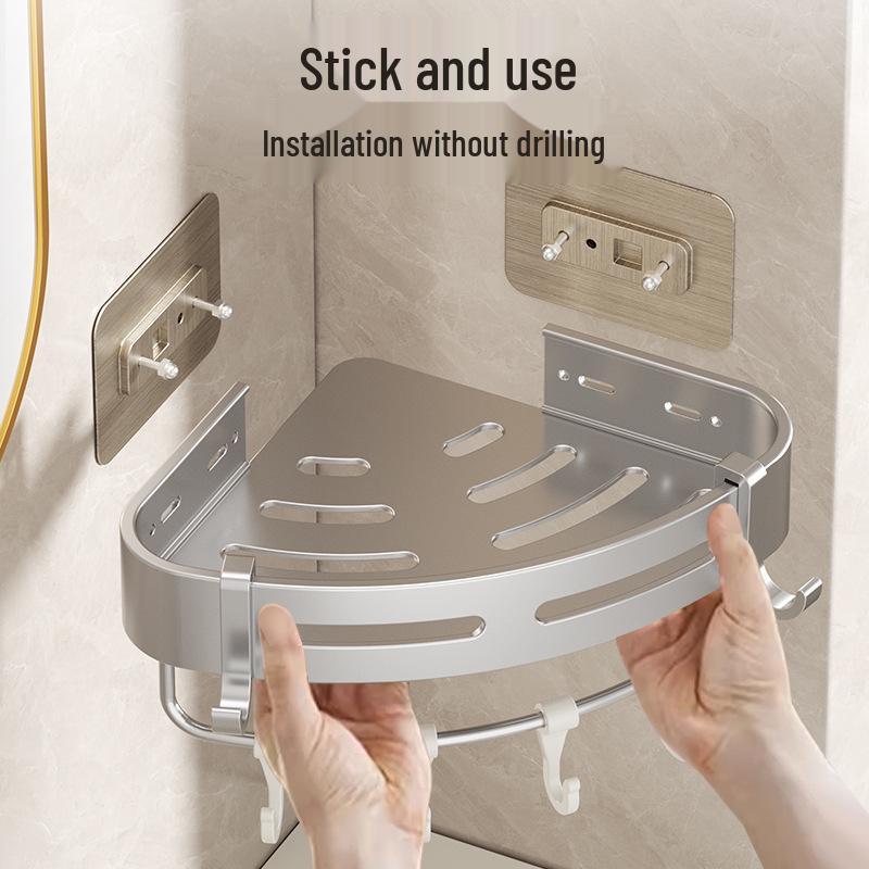 Punch-Free Wall-Mounted Bathroom Storage Shelf