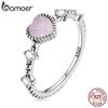 Vintage 925 Sterling Silver Delicate Pink Heart Ring Stackable Zirconium Ring for Women Size 6 7 8 Fine Jewelry Gift