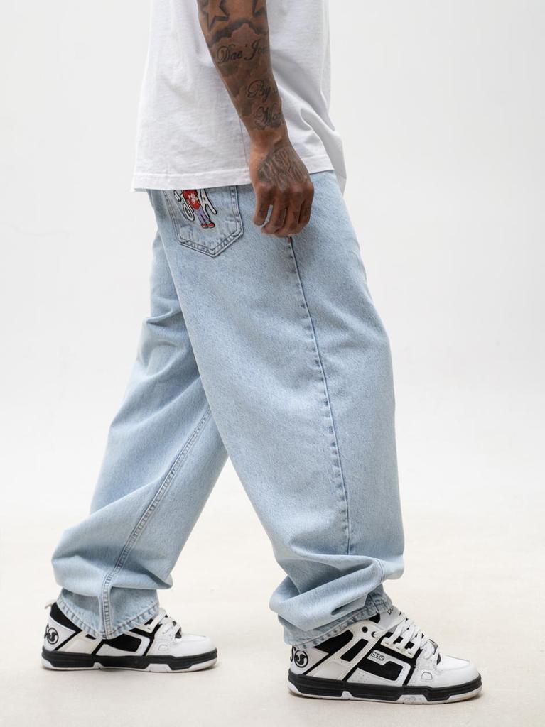 Jigga Wear Dude Men's Super Baggy Jeans Light Blue XXL