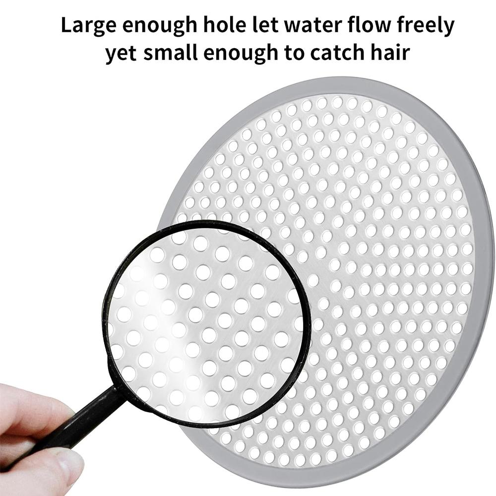 2Pcs 4.72" Stainless Shower Drain Cover Strainer Hair Catcher with Silicone Rim