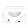 4 Pieces Clear Plastic Math Geometry Tool Ruler Set Includes 6 Inch Straight Ruler & 2pcs Triangle Ruler & Protractor