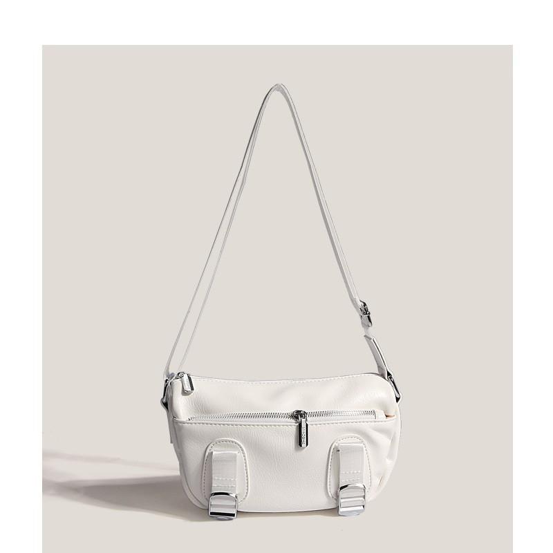 

Women s Chest Bag 2025 New Fashionable Casual Niche Motorcycle High-quality One-shoulder Crossbody Mailman Saddle белый