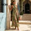 Light Fabric Dress Floral Chiffon for Women, Halter Sleeveless Ruched Maxi Casual Loose Fit Dress, Turtle Neck Wedding Guest Cocktail Evening