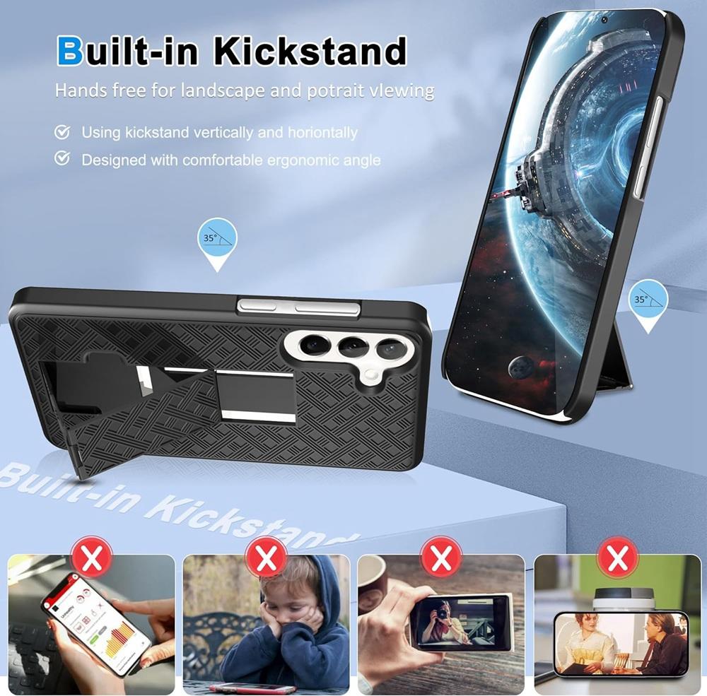 for Galaxy S24 Cover,Woven 2 in 1 Hybrid Hard Shell Holster Combo Case With Kickstand & Belt Clip For Samsung Galaxy S24+ Plus