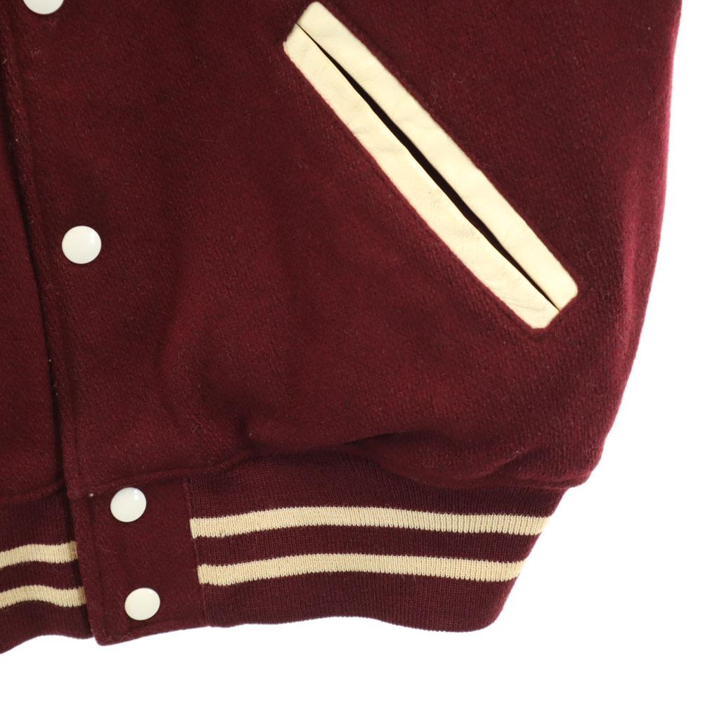 VINTAGE 60s 70s vintage Leather Switch Wool Stajan wine-red Chain stitch Men's Used