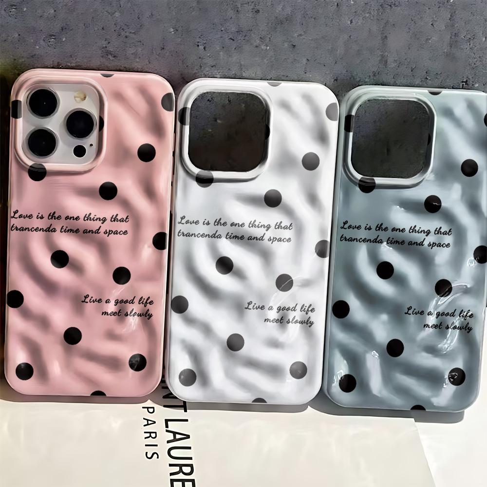 Black English Wave Dot Phone Case For Iphone 11 Pro Max 17 Air 16 15 14 Pro 13 12 11 15 Plus Transparent Silicone Soft Cover