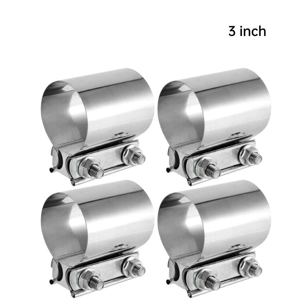 4/8pcs 3 Inch Butt Joint Exhaust Band Clamp Muffler Sleeve Coupler Stainless Steel 4Pcs