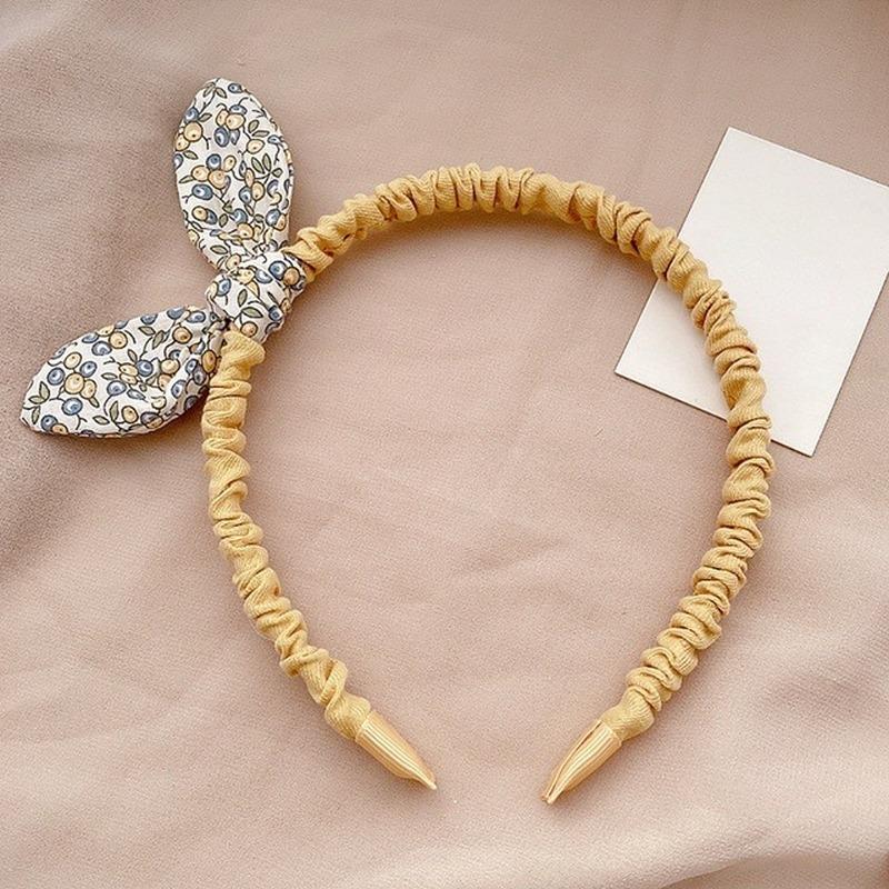 Retro Flowers Print Kids Hairband Bowknot Headband Cloth Rabbit Ears Women Girls Accessories Head Hoop