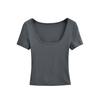U-neck Short-sleeved T-shirt Women's Summer New American Spice Girl Style Solid Color Slim-fitting and Thin Bottoming Top