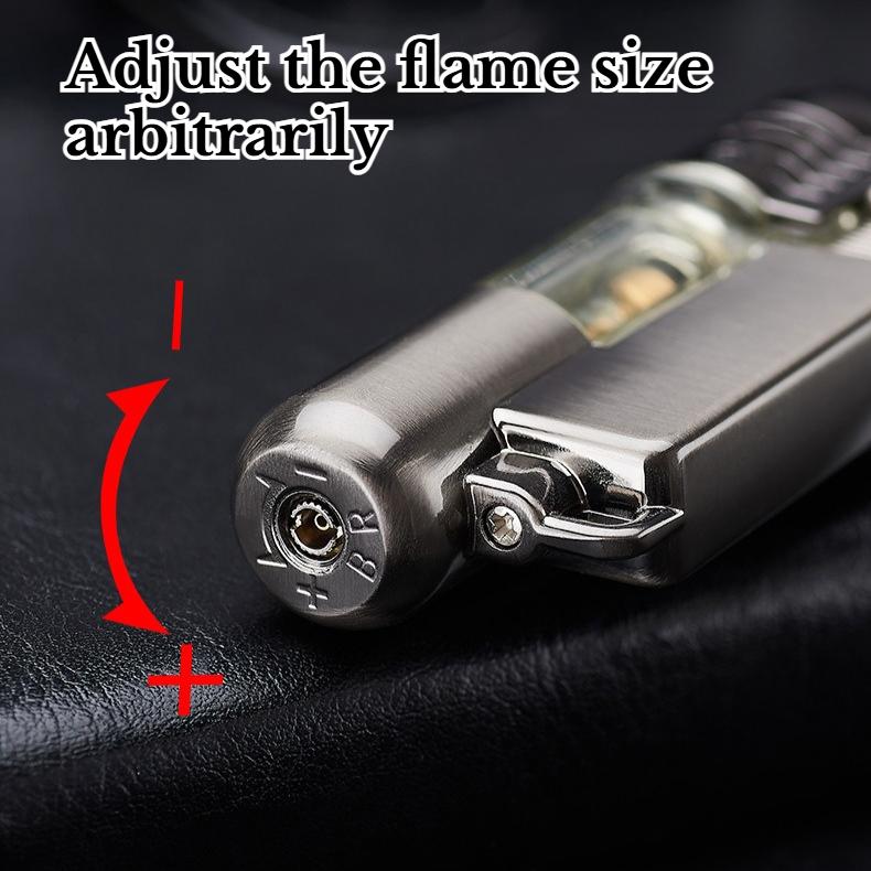 Inflatable Windproof Lighter Straight Flame Cigarette Lighter Metal Cigarette Accessories Men's Gift