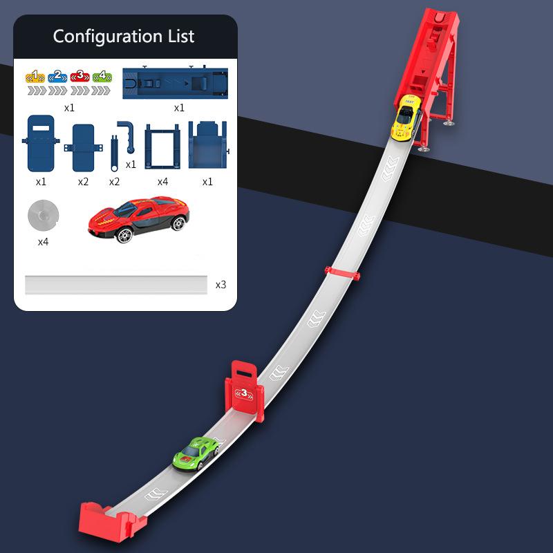 Children's assembled racing catapult track alloy car parent-child interactive inertial sliding children's toy set